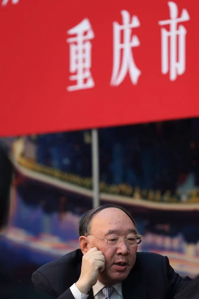 Chongqing Mayor Huang Qifan Woont Een Panel Bespreking Van Chongqing — Stockfoto