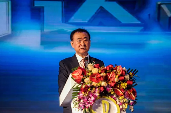 Wang Jianlin Wanda Grubu Yönetim Kurulu Başkanı Bir Konuşma Bir — Stok fotoğraf