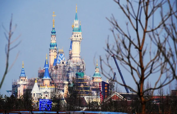 Castello Costruzione Allo Shanghai Disney Resort Pudong Shanghai Cina Febbraio — Foto Stock