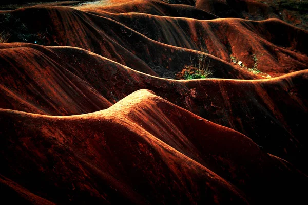 Landschap Van Rode Aarde Bruin Geel Slib Bergen Van Nan — Stockfoto