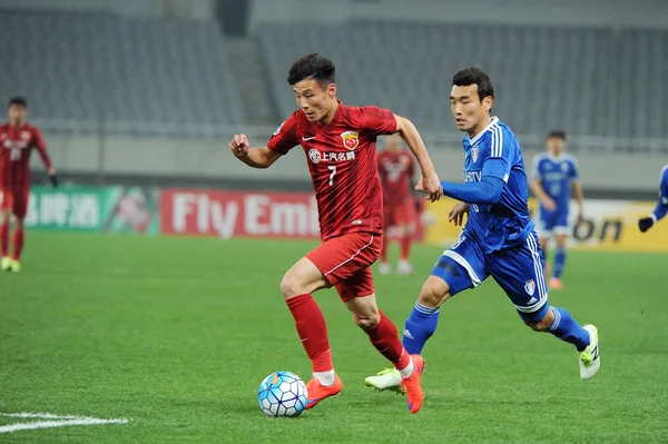 중국의 상하이 Sipg 2016 상하이 2016 Afc 챔피언스 일치의 블루윙즈의 — 스톡 사진