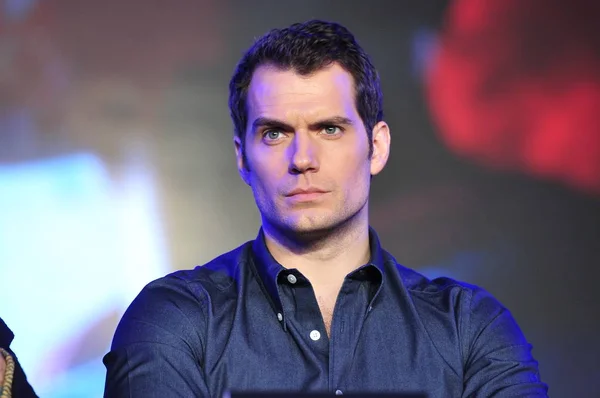 British Actor Henry Cavill Attends Press Conference Promote His New — Stock Photo, Image