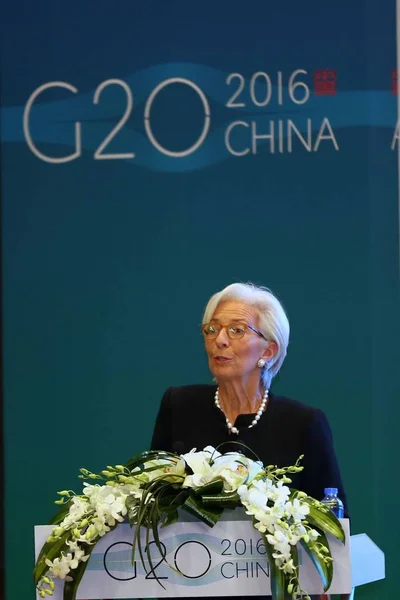 Christine Lagarde Directora Gerente Del Fondo Monetario Internacional Fmi Pronuncia — Foto de Stock