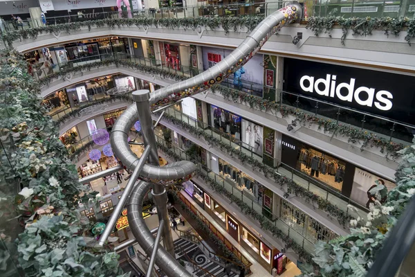 Vista Tobogán Gigante Cinco Pisos Centro Comercial Pudong Shanghai China — Foto de Stock