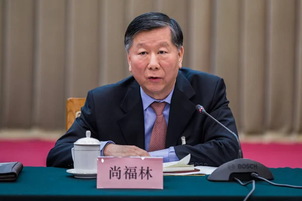 Shang Fulin Ordförande För China Banking Regulatory Commission Cbrc Talar — Stockfoto