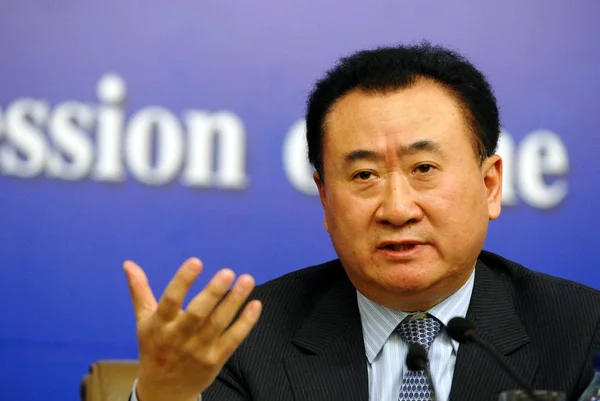Wang Jianlin Prezes Dalian Wanda Group Przemawia Konferencji Prasowej Czwartej — Zdjęcie stockowe
