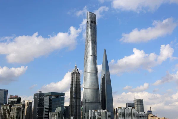 Nézd Shanghai Torony Központ Shanghai World Financial Center Jobb Legmagasabb — Stock Fotó