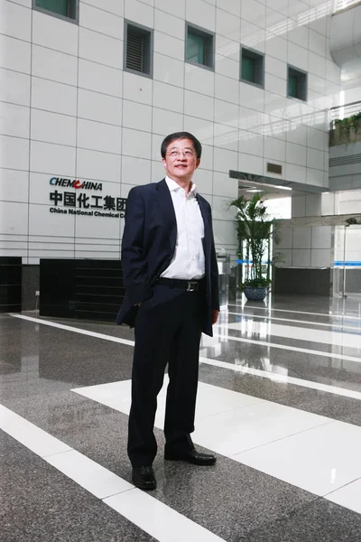 Ren Jianxin Presidente Chemchina China National Chemical Corporation Posa Sede —  Fotos de Stock