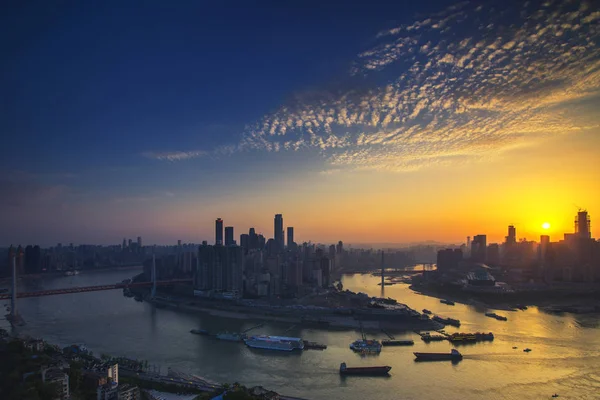 Skyline Nanshan District Left Jiangbei District Right Yangtze River Yuzhong —  Fotos de Stock