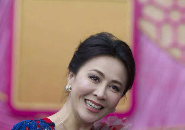 Hongkong Herečka Carina Lau Reaguje Během Oslav Událost Pro Čínský — Stock fotografie