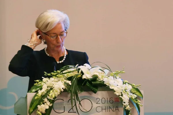 Uluslararası Para Fonu Imf Yönetme Yönetmeni Christine Lagarde Bir Konuşma — Stok fotoğraf