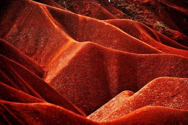 Landscape Red Earth Brown Yellow Silt Nanling Mountains Mashi Town — Stock Photo, Image