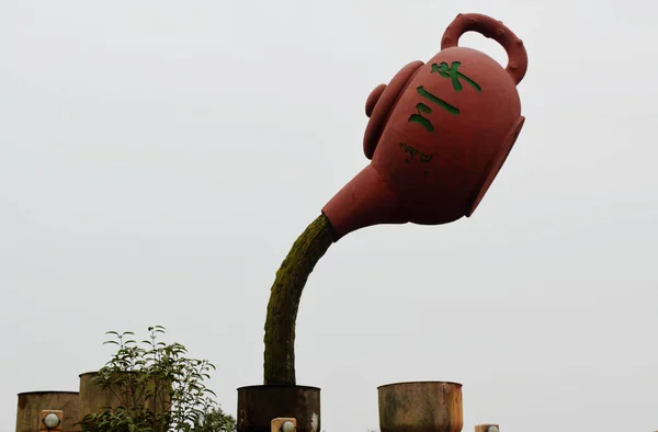 Eine Teekannen Skulptur Der Teefabrik Pingchuan Bezirk Liangping Chongqing China — Stockfoto