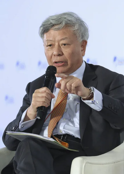 Jin Liqun Presidente Del Banco Asiático Inversión Infraestructuras Baii Habla — Foto de Stock