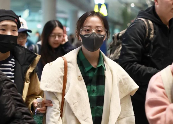 Chinese Singer Jane Zhang Zhang Liangying Arrives Beijing Capital International — Stock Photo, Image