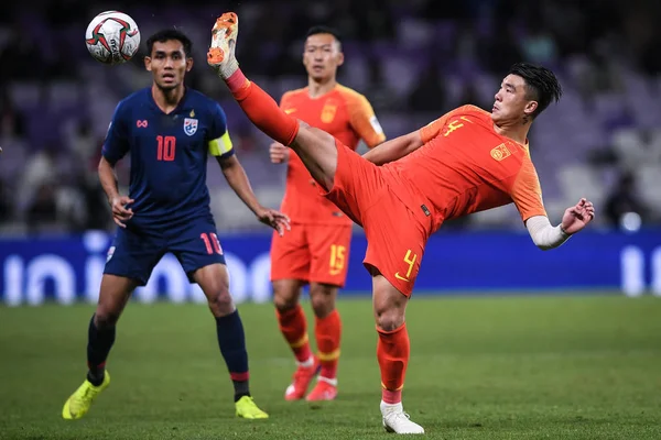 Shi China Chuta Bola Rodada Jogos Contra Tailândia Durante Copa — Fotografia de Stock