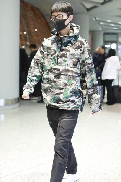 Chinese Actor Liu Haoran Also Known Turbo Liu Arrives Beijing — Stock Photo, Image
