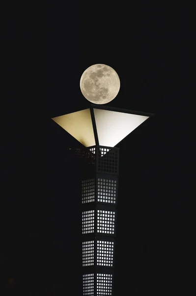 Una Superluna Cielo Nocturno Sobre Ciudad Shijiazhuang Provincia Hebei Norte —  Fotos de Stock