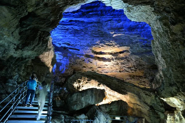 Paysage Grotte Shuanghe Karst Longue Grotte Asie Dans Ville Wenquan — Photo