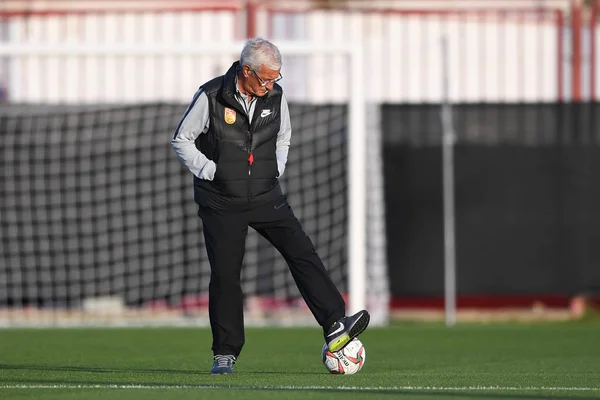 Hoofdcoach Die Marcello Lippi Van Chinese Nationale Mannen Voetbalteam Deel — Stockfoto