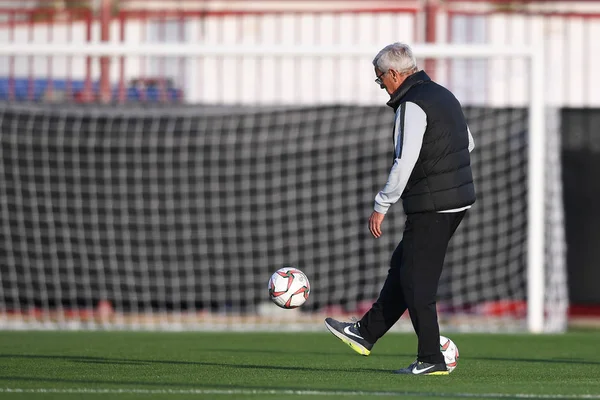 Allenatore Marcello Lippi Della Nazionale Cinese Calcio Maschile Partecipa Una — Foto Stock