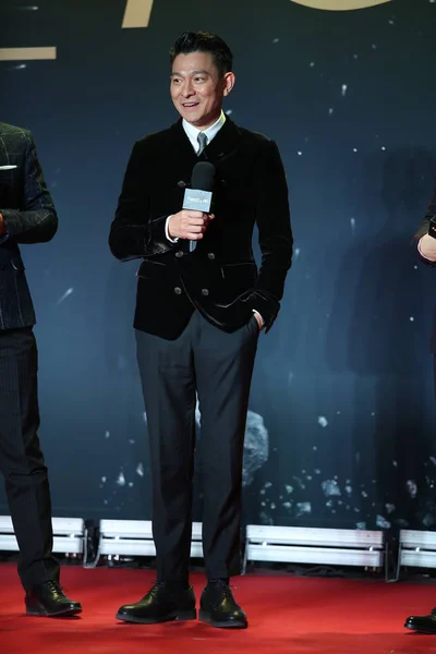 Hong Kong Schauspieler Andy Lau Posiert Während Einer Pressekonferenz Seinem — Stockfoto