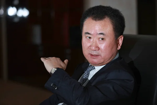 Wang Jianlin Ordförande Dalian Wanda Group Talar Vid Intervju Peking — Stockfoto