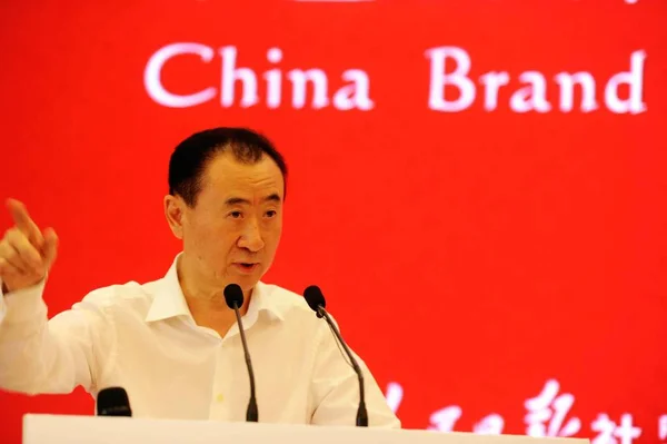 Wang Jianlin Voorzitter Van Groep Van Wanda Spreekt Tijdens Het — Stockfoto