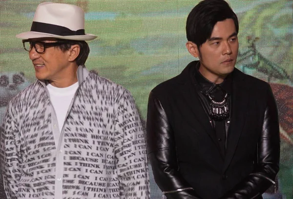 Χονγκ Κονγκ Kungfu Σταρ Jackie Chan Αριστερά Ταϊβανικός Τραγουδιστής Και — Φωτογραφία Αρχείου