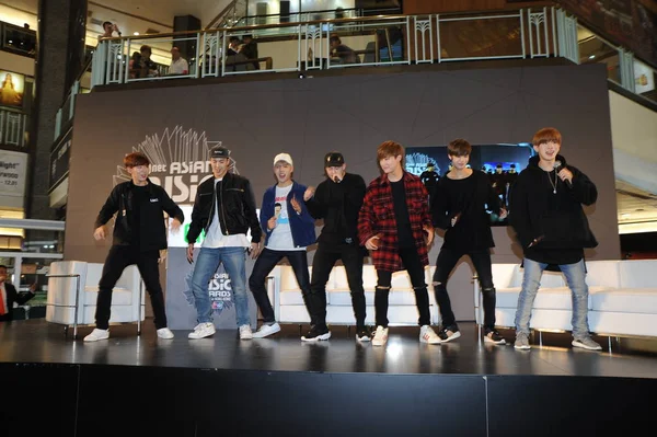 Membros Grupo Masculino Sul Coreano Monsta Participam Evento Promocional Para — Fotografia de Stock