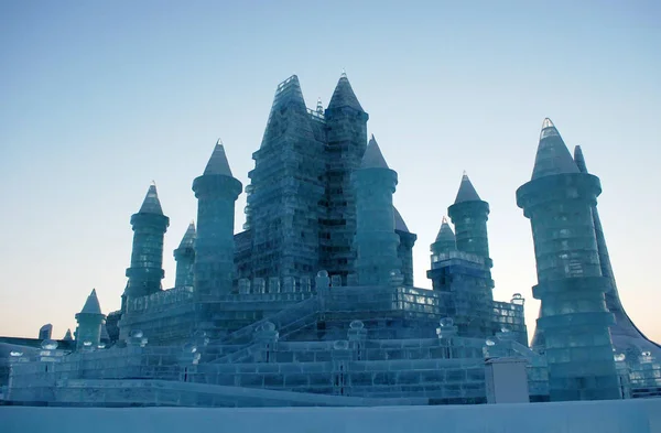 Vista Das Esculturas Gelo Durante 32O Festival Internacional Gelo Neve — Fotografia de Stock