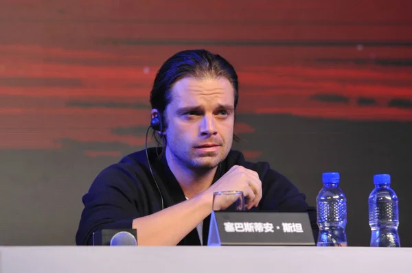 Romanian American Actor Sebastian Stan Attends Press Conference His Movie — Stock Photo, Image