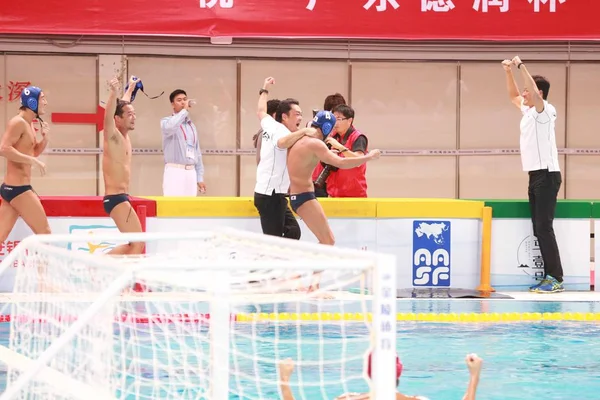 Trænere Spillere Japan Mænds Nationale Vandpolo Hold Fejre Efter Have - Stock-foto