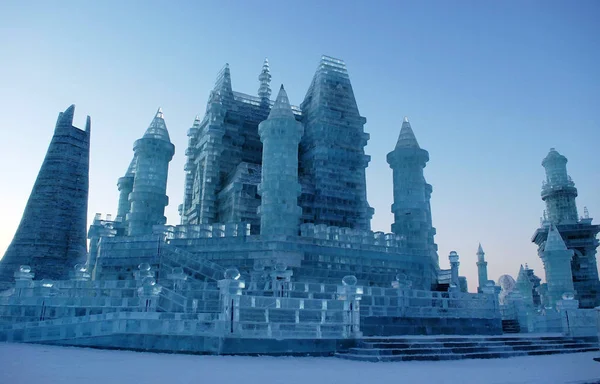 Vista Das Esculturas Gelo Durante 32O Festival Internacional Gelo Neve — Fotografia de Stock