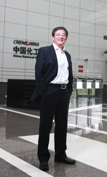 Ren Jianxin Předseda Chemchina Čína National Chemical Corporation Představuje Sídle — Stock fotografie
