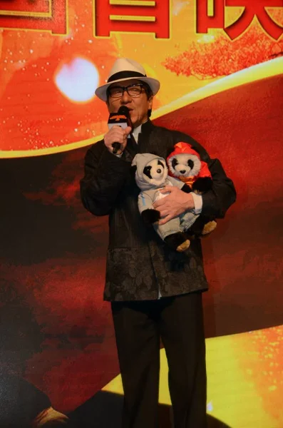 Hong Kong Actor Jackie Chan Speaks Arrives Red Carpet China — Stock Photo, Image