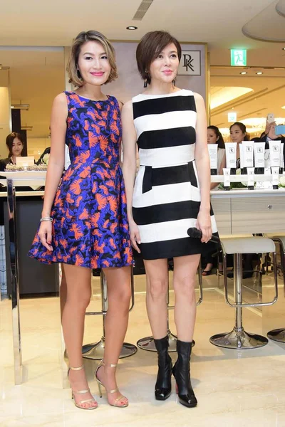 Hong Kong Actress Rosamund Kwan Right Attends Promotional Event Cosmetics — Stock Photo, Image