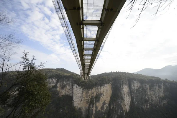 Θέα Από Μακρύτερο Στον Κόσμο Και Ψηλότερη Γέφυρα Γυάλινο Πυθμένα — Φωτογραφία Αρχείου