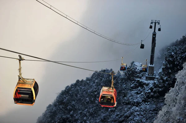 Paesaggio Della Montagna Tianmen Nella Neve Nella Città Zhangjiajie Provincia — Foto Stock