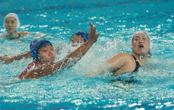 Jugadoras Del Equipo Nacional Waterpolo Femenino Japón Compiten Contra Las — Foto de Stock