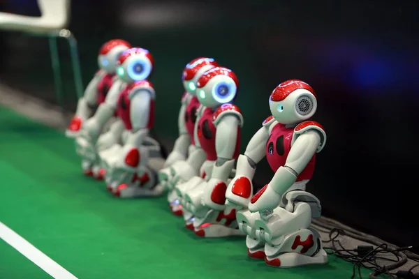 Fotbalista Roboty Soutěžit Během 2015 World Robot Konference Pekingu Čína — Stock fotografie