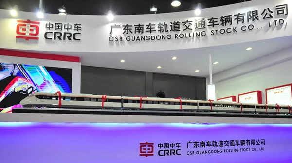 Modell Crh Kina Railway Höghastighetståg Bullet Train Visas Montern Crrc — Stockfoto