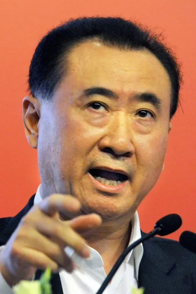 Wang Jianlin Presidente Dalian Wanda Group Pronuncia Discurso Durante Una — Foto de Stock