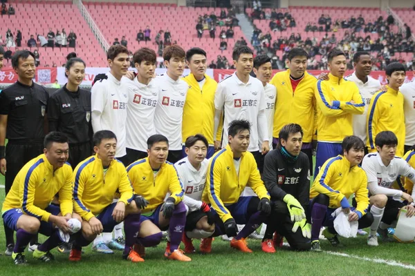 Holländischer Fußballstar Patrick Kluivert Hinten Zweiter Rechts Südkoreanischer Fußballstar Park — Stockfoto