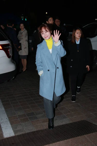 Νοτιοκορεατική Ηθοποιός Jung Hye Seong Φτάνει Στο Εστιατόριο Μπάρμπεκιου Για — Φωτογραφία Αρχείου