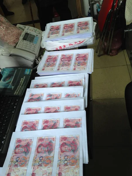 View Uan Rmb Banknotes Pasted Blank Pages Which Were Put — Stock Photo, Image