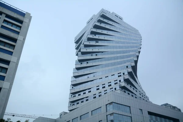 Bükülmüş Bina Yapım Aşamasında Kasım 2013 Xiamen City Güneydoğu Çin — Stok fotoğraf