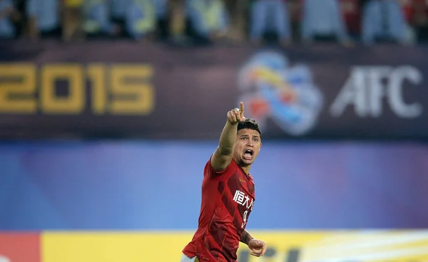 Elkeson Олівейра Кардозо Китаї Гуанчжоу Evergrande Святкує Після Забив Гол — стокове фото