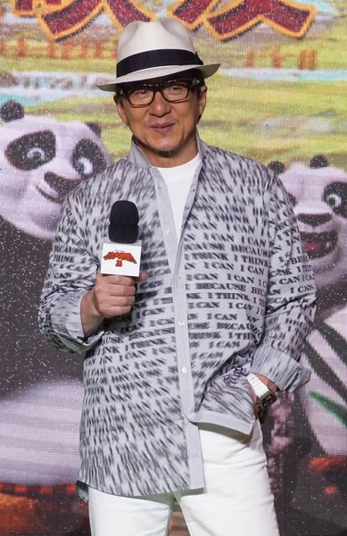 Hongkongské Kungfu Superstar Jackie Chan Zúčastní Tiskové Konference Podporu Film — Stock fotografie