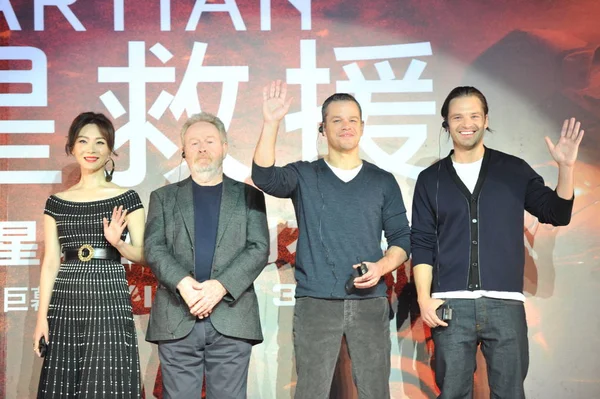 Soldan Sağa Çinli Aktris Chen Shu Ngiliz Yönetmen Ridley Scott — Stok fotoğraf